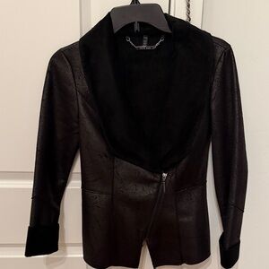 White House Black Market Textured Black Leather Jacket